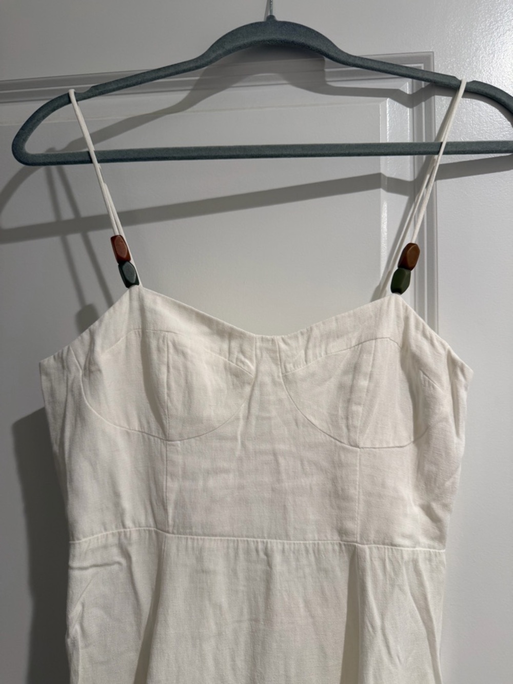 Zara Cream Maxi Dress with Olive and Brown Strap Accents
